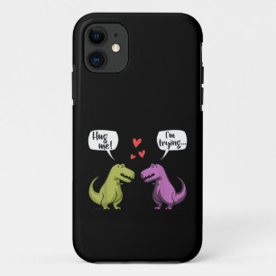 T-Rex Dinosaur Couple Hug Me Valentines Day Funny Case-Mate iPhone Case