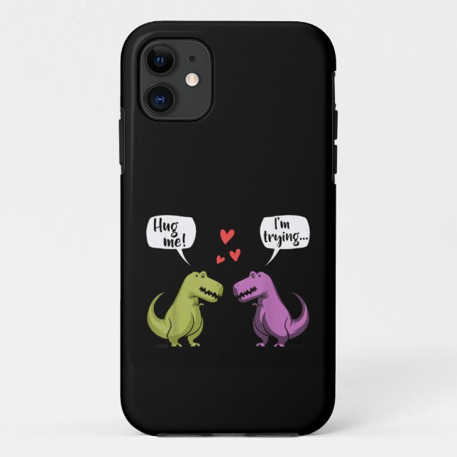 T-Rex Dinosaur Couple Hug Me Valentines Day Funny Case-Mate iPhone Case (Back)