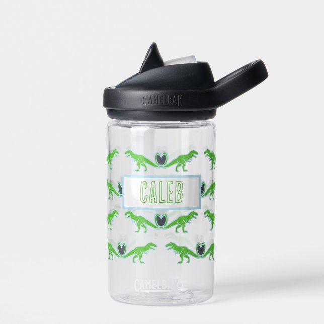 T Rex Dinosaur Custom  Water Bottle (Left)