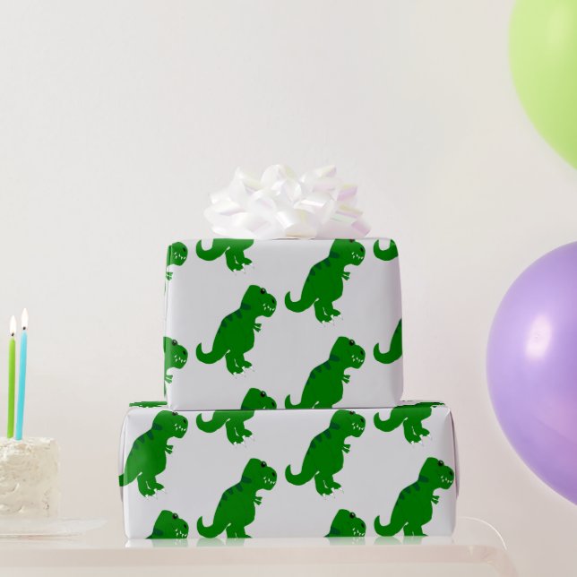 T-Rex Dinosaur Design Any Background Colour Wrapping Paper (Party Gifts)