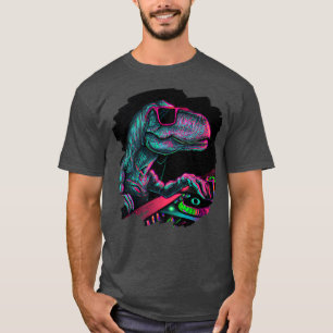 T Rex Dinosaur Dj Record Techno Music Tyrannosauru T-Shirt