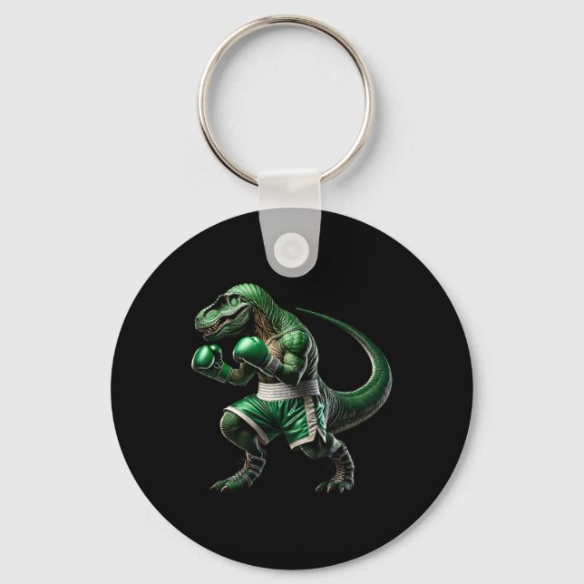 T-rex Dinosaur Doing Boxing Boxer Martial Art  Key Ring (Front)