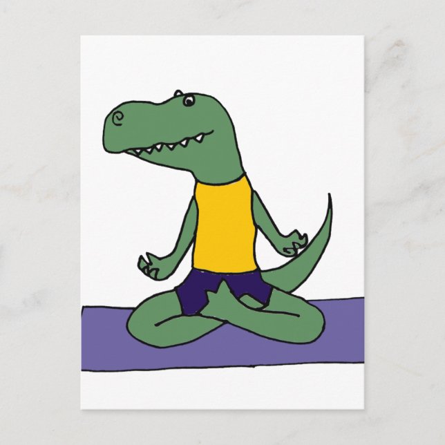 T-Rex Dinosaur Doing Yoga Postcard (Front)