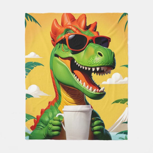 T-Rex Dinosaur Funny  Fleece Blanket (Front)