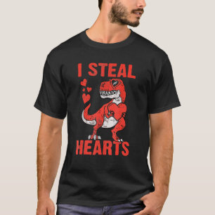 T Rex Dinosaur I Steal Hearts Valentines Day Boy K T-Shirt
