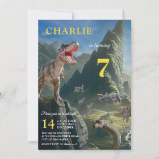 T-Rex Dinosaur Island Boy's Birthday Invitation