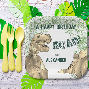 T-Rex Dinosaur Jungle Birthday Party Paper Plate