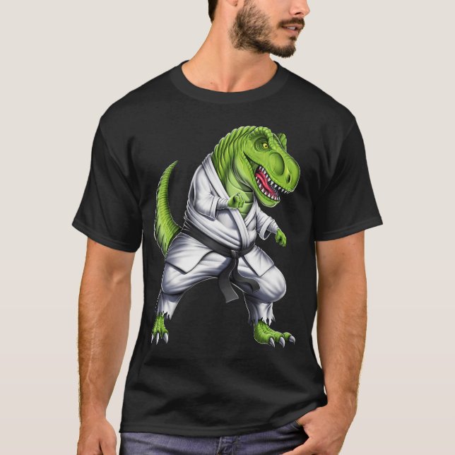 T-Rex Dinosaur Karate Fighter T-Shirt (Front)