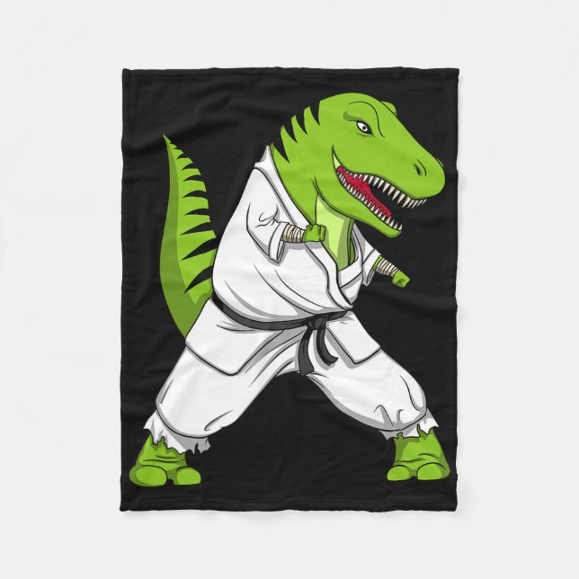 T-rex Dinosaur Karate Kickboxing Martial Arts Jiu- Fleece Blanket (Front)