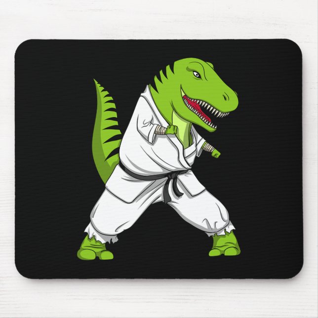 T-rex Dinosaur Karate Kickboxing Martial Arts Jiu- Mouse Pad (Front)