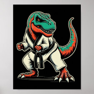 T-rex Dinosaur Karate Taekwondo Martial Arts  Poster