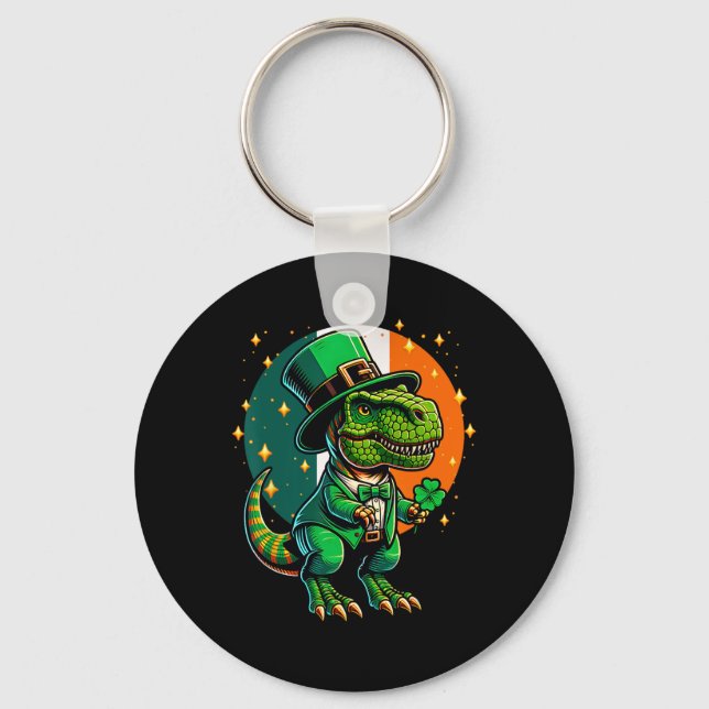 T-rex Dinosaur Leprechaun Irish St Patricks Day Ir Key Ring (Front)