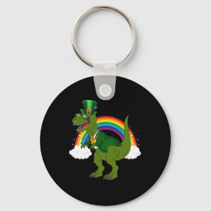 T-rex Dinosaur Leprechaun Rainbow St Patricks Day  Key Ring