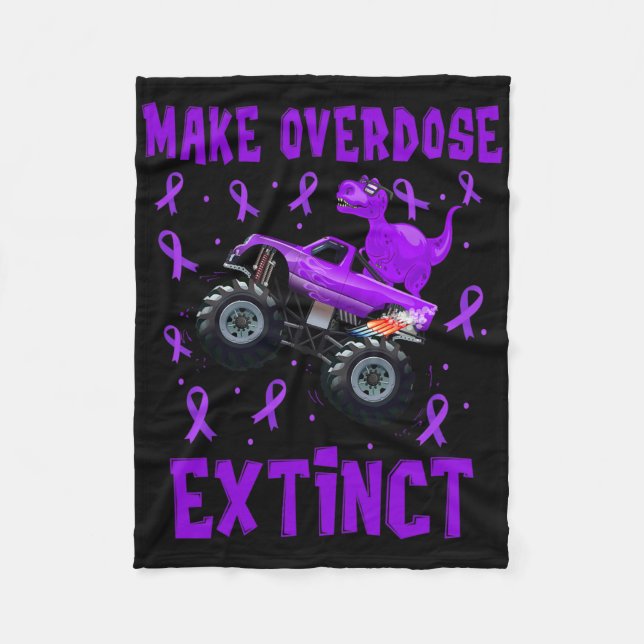 T Rex Dinosaur Monster Truck Make Overdose Extinct Fleece Blanket (Front)