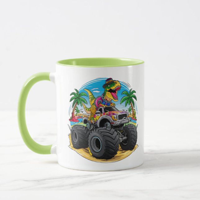 T-Rex Dinosaur Monster Truck Mug (Left)