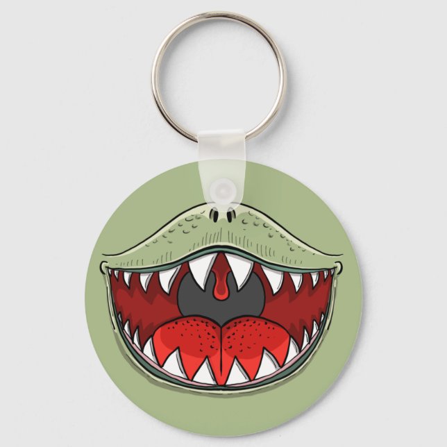 T-rex Dinosaur Mouth Kids Cartoon Key Ring (Front)