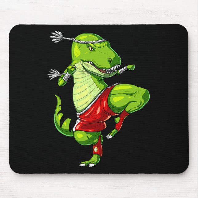 T-rex Dinosaur Muay Thai Boxing Karate Martial Art Mouse Pad (Front)