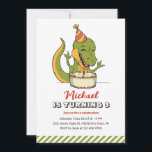 T-Rex Dinosaur One Year Cake Kids Birthday Invitation<br><div class="desc">Cute design for kids,  boys or girls who love dinosaur,  dino cartoon,  T-rex and other dinosaur species. Perfect for Jurassic theme birthday party. You can customise the wording to fit other occasions.</div>
