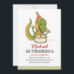 T-Rex Dinosaur One Year Cake Kids Birthday Invitation<br><div class="desc">Cute design for kids,  boys or girls who love dinosaur,  dino cartoon,  T-rex and other dinosaur species. Perfect for Jurassic theme birthday party. You can customise the wording to fit other occasions.</div>