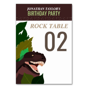 T Rex Dinosaur Party Children's Birthday Table No. Number