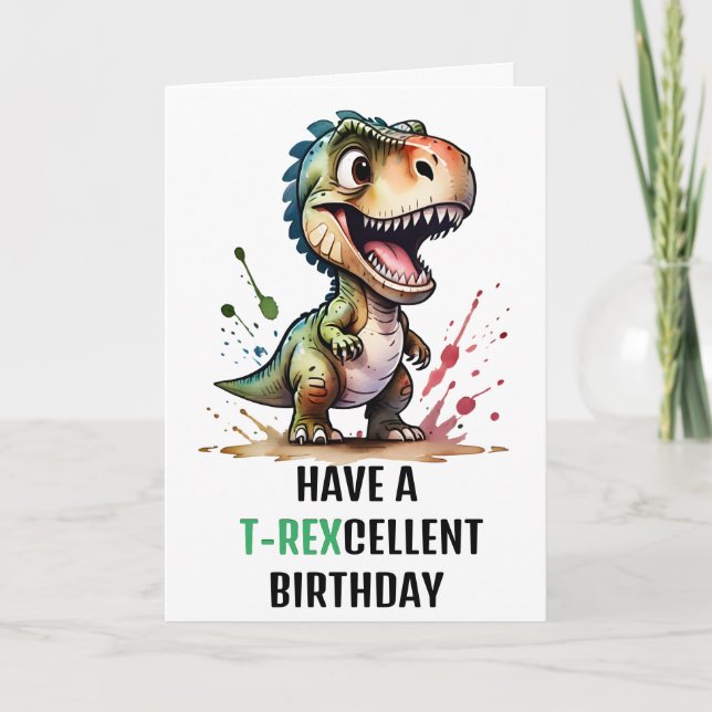 T.Rex Dinosaur Personalised Birthday Card (Front)