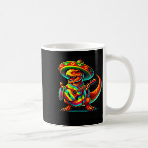 T-rex dinosaur playing guitar cinco de mayo mexica coffee mug