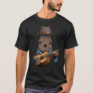 T Rex Dinosaur Playing Guitar Dino Guitar Player T-Shirt