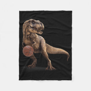 T Rex Dinosaur Playing Sketll Funny Dinosaur Hoops Fleece Blanket