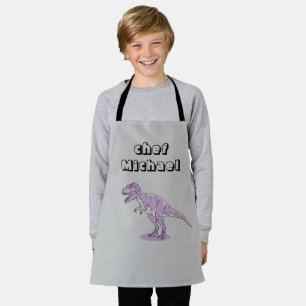 T-rex dinosaur print custom name  apron