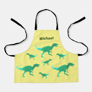 T-rex dinosaur print custom name  apron