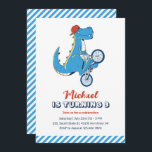 T-Rex Dinosaur Ride Bicycle Kids Boys Birthday Invitation<br><div class="desc">Cute design for kids,  boys or girls who love sports car,  race car,  racing games,  dinosaur and T-rex. Perfect for race car theme birthday party. You can customise the wording to fit other occasions.</div>