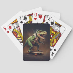 T-Rex Dinosaur Riding a Skateboard Playing Cards