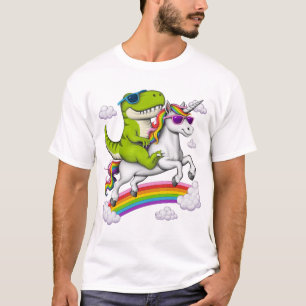 T-Rex Dinosaur Riding Unicorn T-Shirt