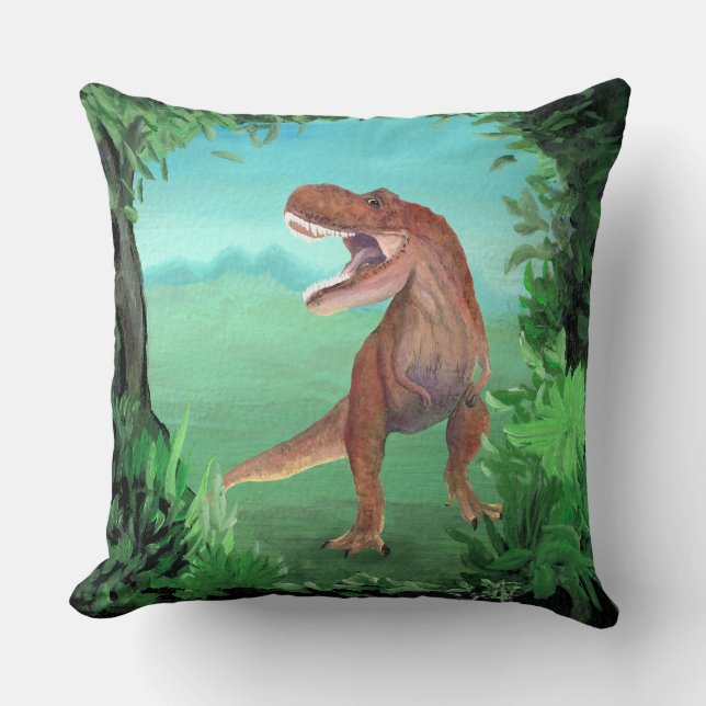 T-Rex Dinosaur Roars Cushion (Front)