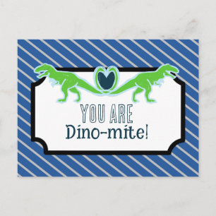 T-Rex dinosaur School Valentines Holiday Postcard