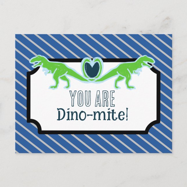 T-Rex dinosaur School Valentines Holiday Postcard (Front)