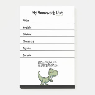 T-Rex Dinosaur Student's Homework To Do List Post-it Notes
