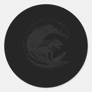 T-rex Dinosaur Surfing Surf Surfboard Surfer  Classic Round Sticker