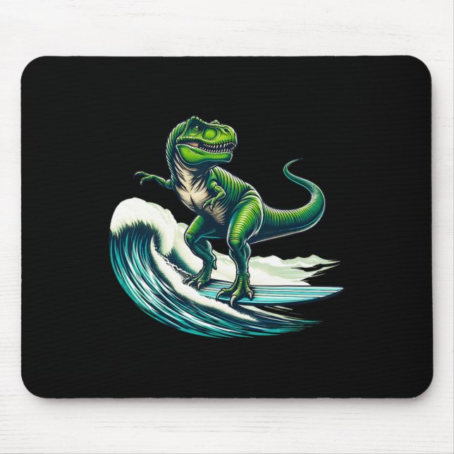 T-rex Dinosaur Surfing Surfer Surfboard Gift For M Mouse Pad (Front)