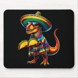 T-rex dinosaur taco lover cinco de mayo sombrero mouse pad