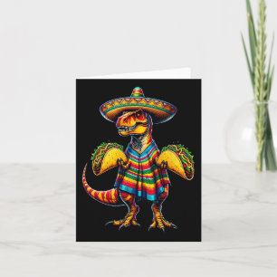 T-rex Dinosaur Taco Lover Cinco De Mayo Sombrero P Card