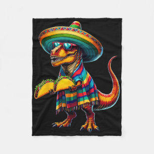 T-rex Dinosaur Taco Lover Cinco De Mayo Sombrero P Fleece Blanket