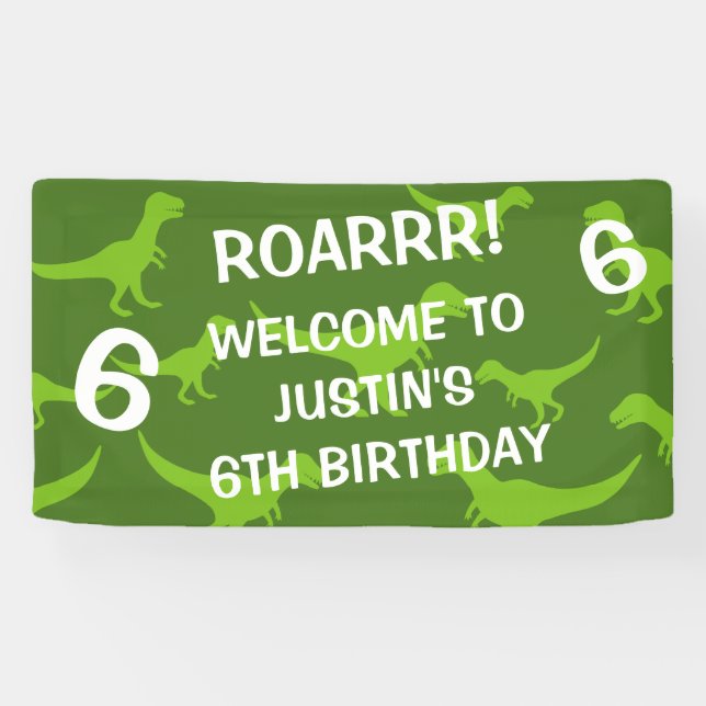T-rex dinosaur theme Birthday party welcome banner (Horizontal)