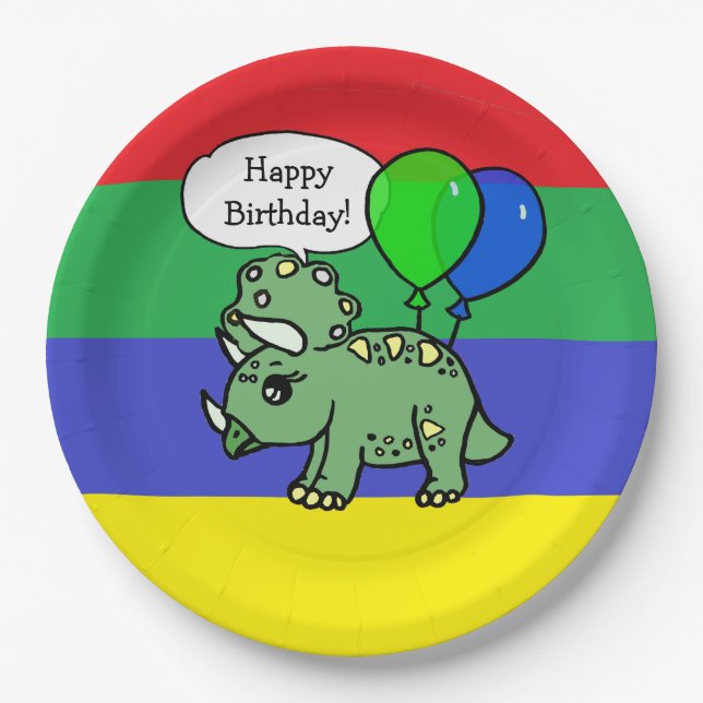 T-Rex Dinosaur Themed Birthday Plates (Front)