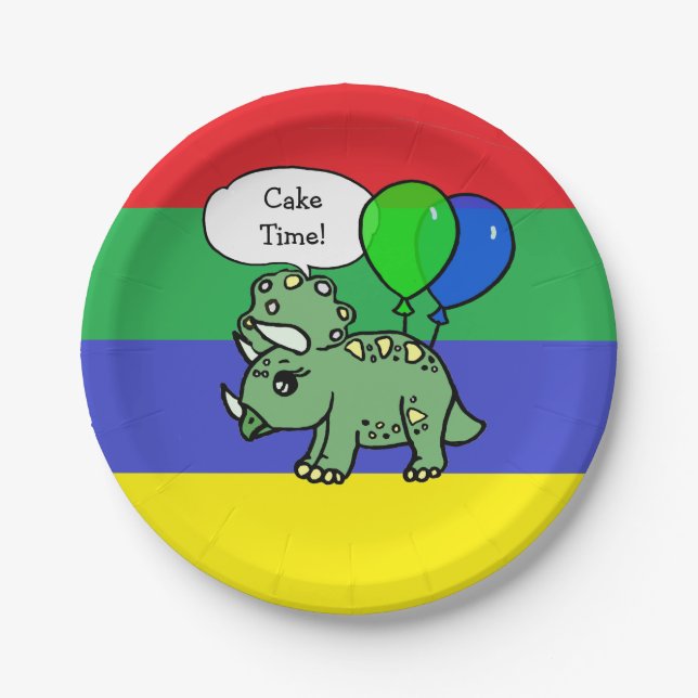 T-Rex Dinosaur Themed Birthday Plates (Front)