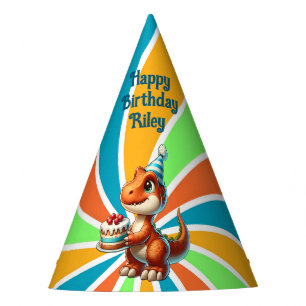 T-rex Dinosaur Themed Personalised Birthday Party Hat
