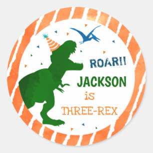 T-rex Dinosaur Three Rex Party Favour Stickers