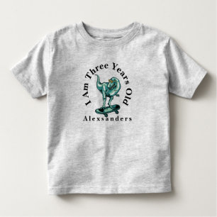 T Rex Dinosaur w/ name, I am 3 years old Toddler T-Shirt