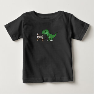T-Rex Dinosaur Walking Australian Shepherd Baby T-Shirt