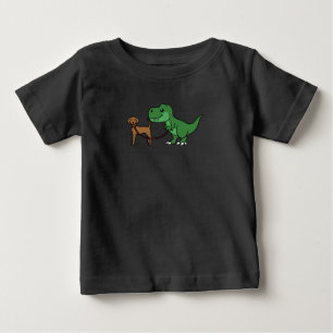 T-Rex Dinosaur Walking Vizsla Baby T-Shirt